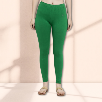 Trend Level Women Solid Premium Cotton Ankle Length Leggings | Mid-Waist | Fashionwear-Green15