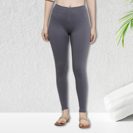 Trend Level Women Solid Premium Cotton Ankle Length Leggings | Mid-Waist | Fashionwear-Grey35