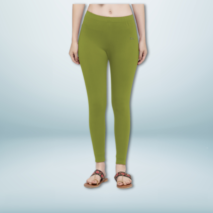Trend Level Women Solid Premium Cotton Ankle Length Leggings | Mid-Waist | Fashionwear-Mehndi10