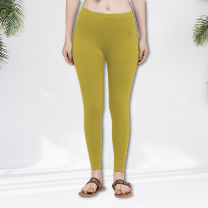 Trend Level Women Solid Premium Cotton Ankle Length Leggings | Mid-Waist | Fashionwear-Mehndi9