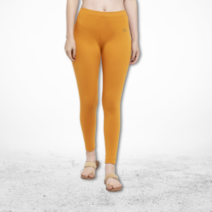 Trend Level Women Solid Premium Cotton Ankle Length Leggings | Mid-Waist | Fashionwear-Mustard 22