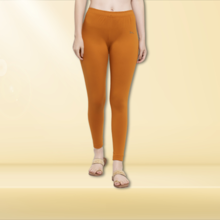 Trend Level Women Solid Premium Cotton Ankle Length Leggings | Mid-Waist | Fashionwear-Mustard23