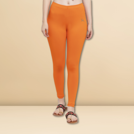 Trend Level Women Solid Premium Cotton Ankle Length Leggings | Mid-Waist | Fashionwear-Trend Level Women Solid Premium Cotton Ankle Length Leggings | Mid-Waist | Fashionwear-Orange 75