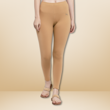 Trend Level Women Solid Premium Cotton Ankle Length Leggings | Mid-Waist | Fashionwear-Skin 20