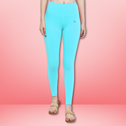 Trend Level Women Solid Premium Cotton Ankle Length Leggings | Mid-Waist | Fashionwear-Sky 36